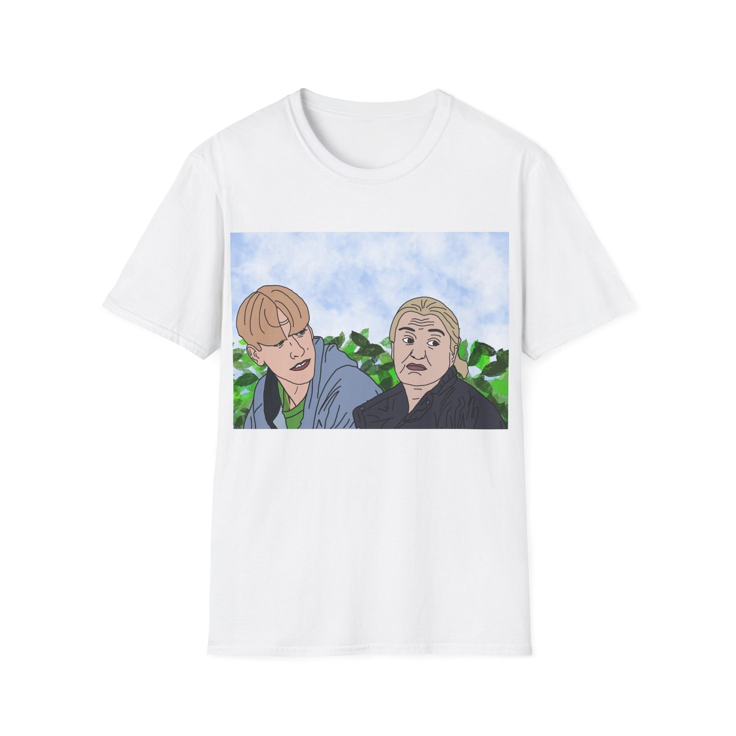 This Country Kurtan & Kerry Mucklowe T-Shirt — Illustrated Two-Person Portrait Tee (Casual Graphic Art)