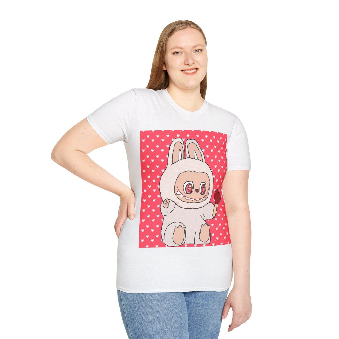 Cute Labubu T-Shirt — Heart Lollipop Valentine Tee