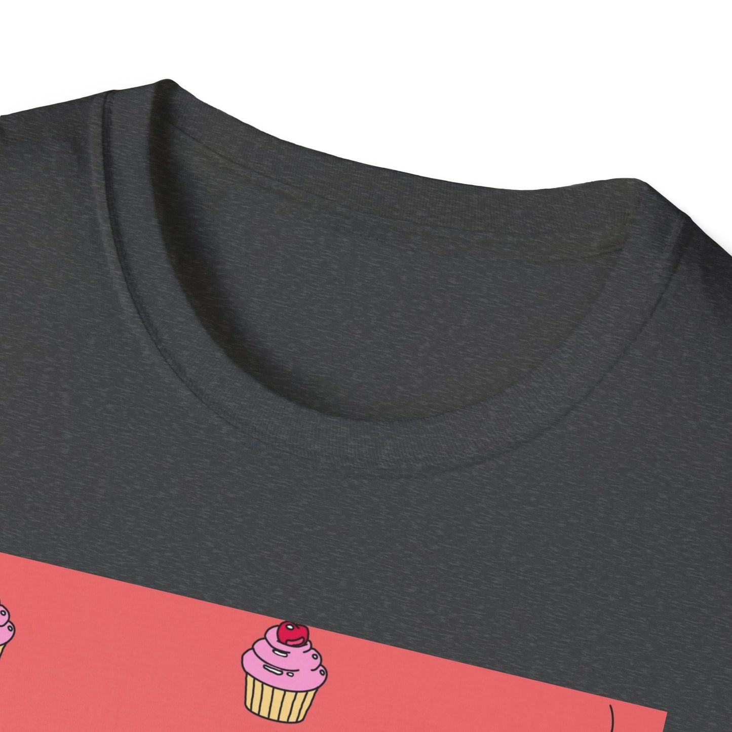 Cute Tiny Cake Character T-Shirt — Playful Cupcake Pattern Tee