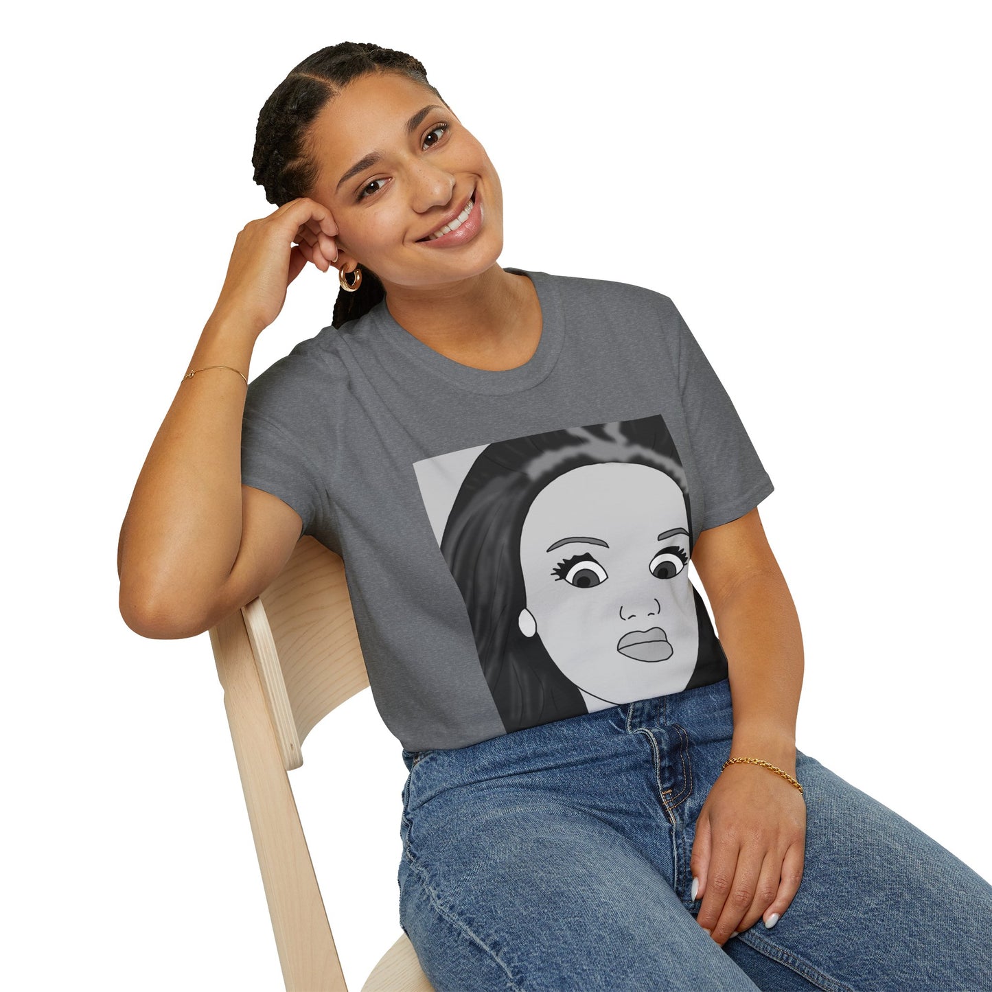 WTF Expression Portrait T-Shirt — Minimal Monochrome Face Art Tee