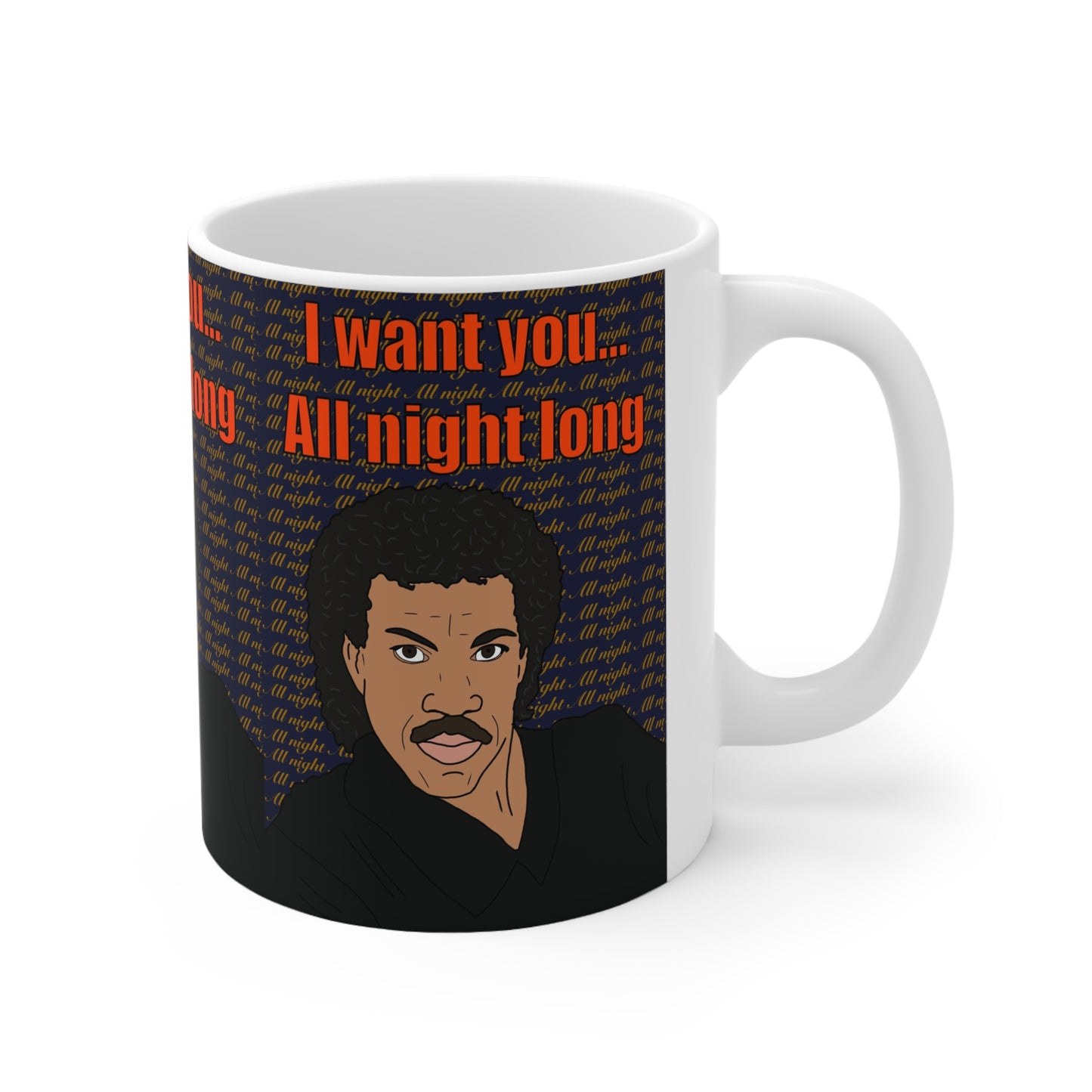 Lionel Ritchie Retro Soul Singer Illustration Mug - "I Want You All Night Long" Ceramic Coffee Cup