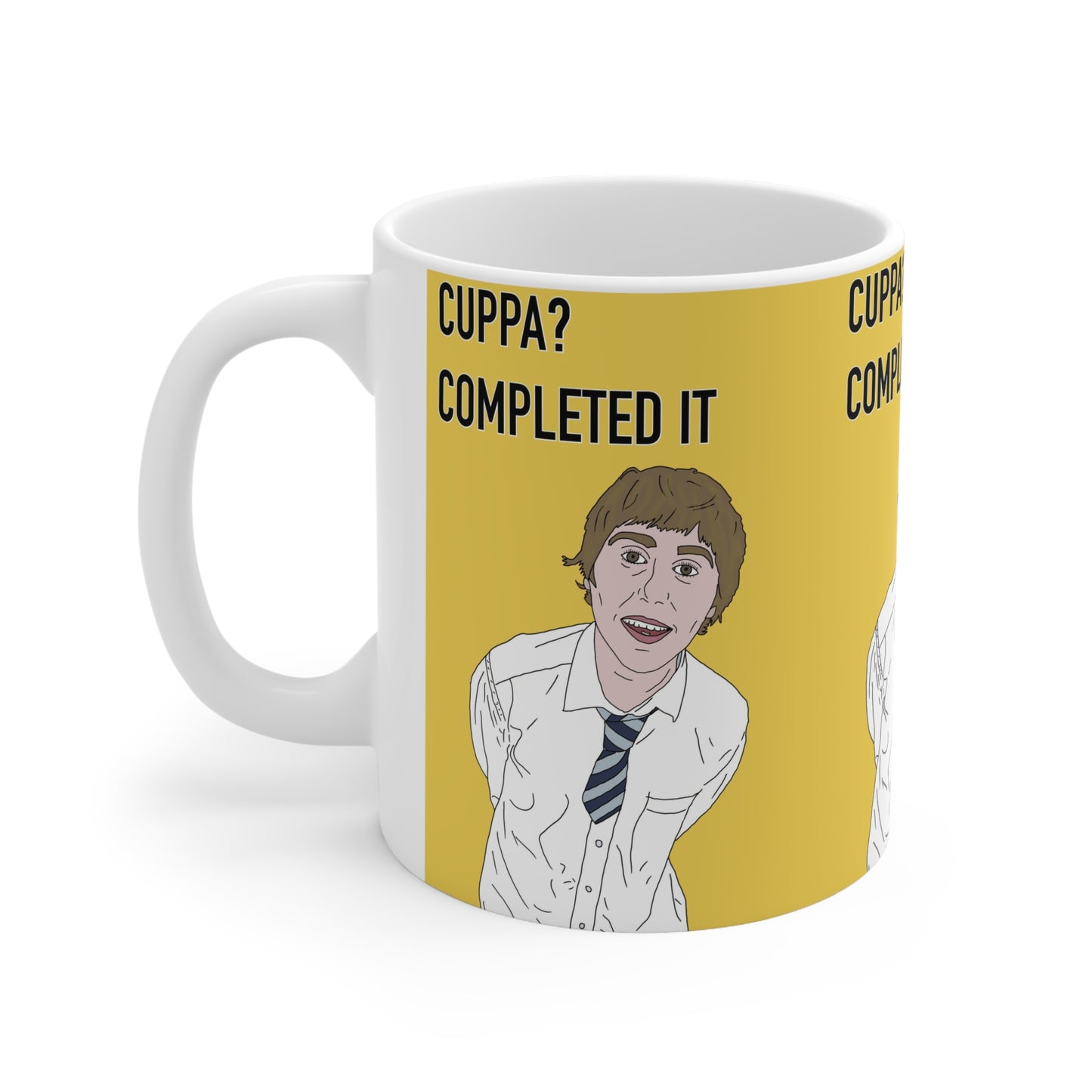 Inbetweeners Jay Cartwright "Cuppa? Completed It" Yellow Funny Office Coffee Cup