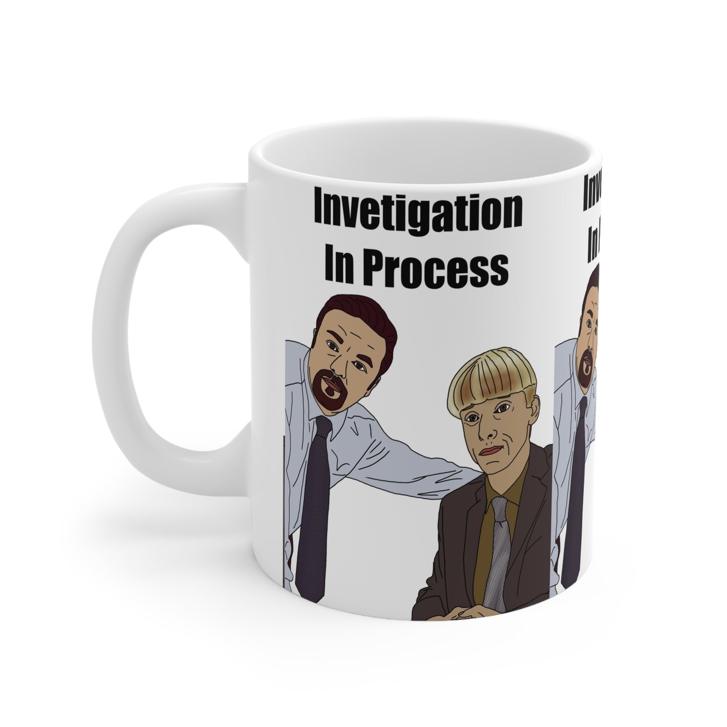 Gareth Keenan & David Brent Investigation In Process Coffee Mug — Funny Detective Office Ceramic Mug (11oz/15oz)