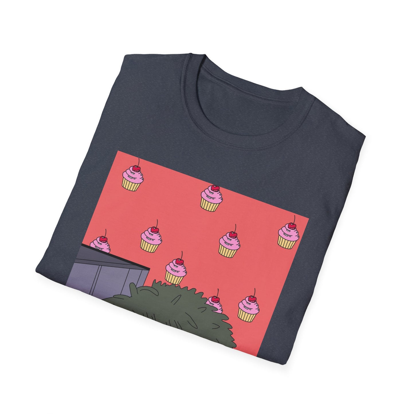 Cute Tiny Cake Character T-Shirt — Playful Cupcake Pattern Tee