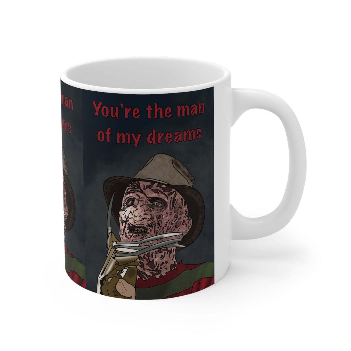 Freddy Krueger Horror Mug – "You’re the Man of My Dreams" Ceramic Coffee Cup
