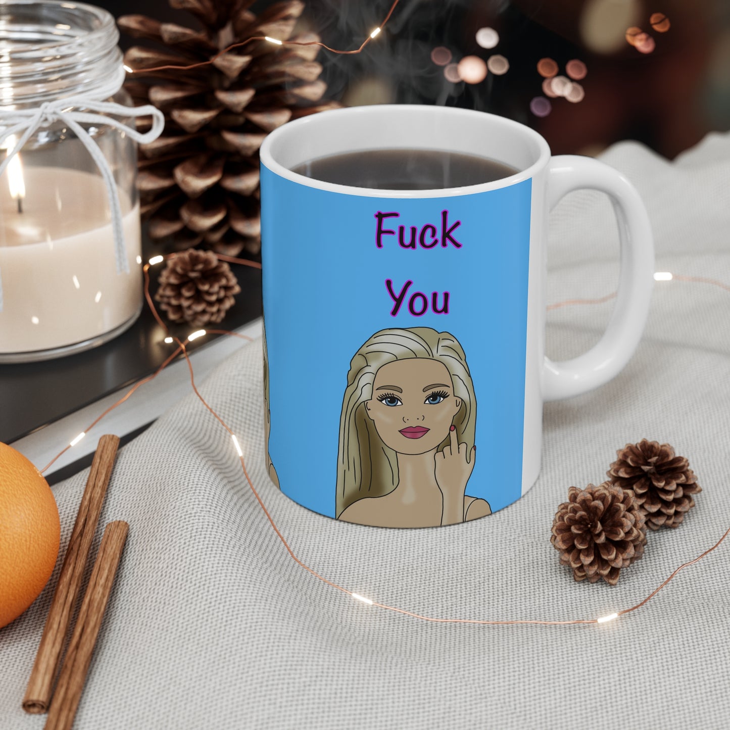 Offended Blonde Middle Finger Mug – "Fuck You" Ceramic Coffee Cup (11oz & 15oz)