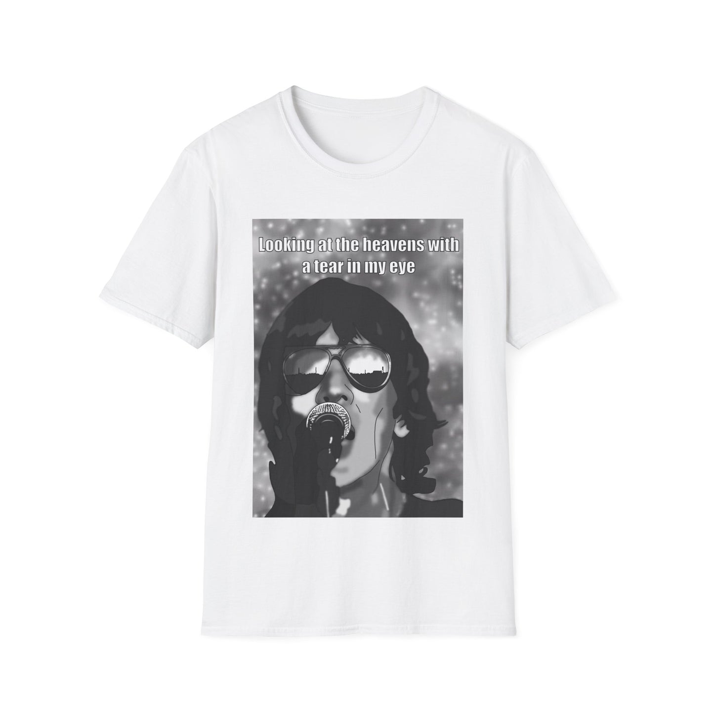 Richard Ashcroft T-Shirt — Retro Rock Singer Portrait Tee with "Looking at the heavens with a tear in my eye" Lyric