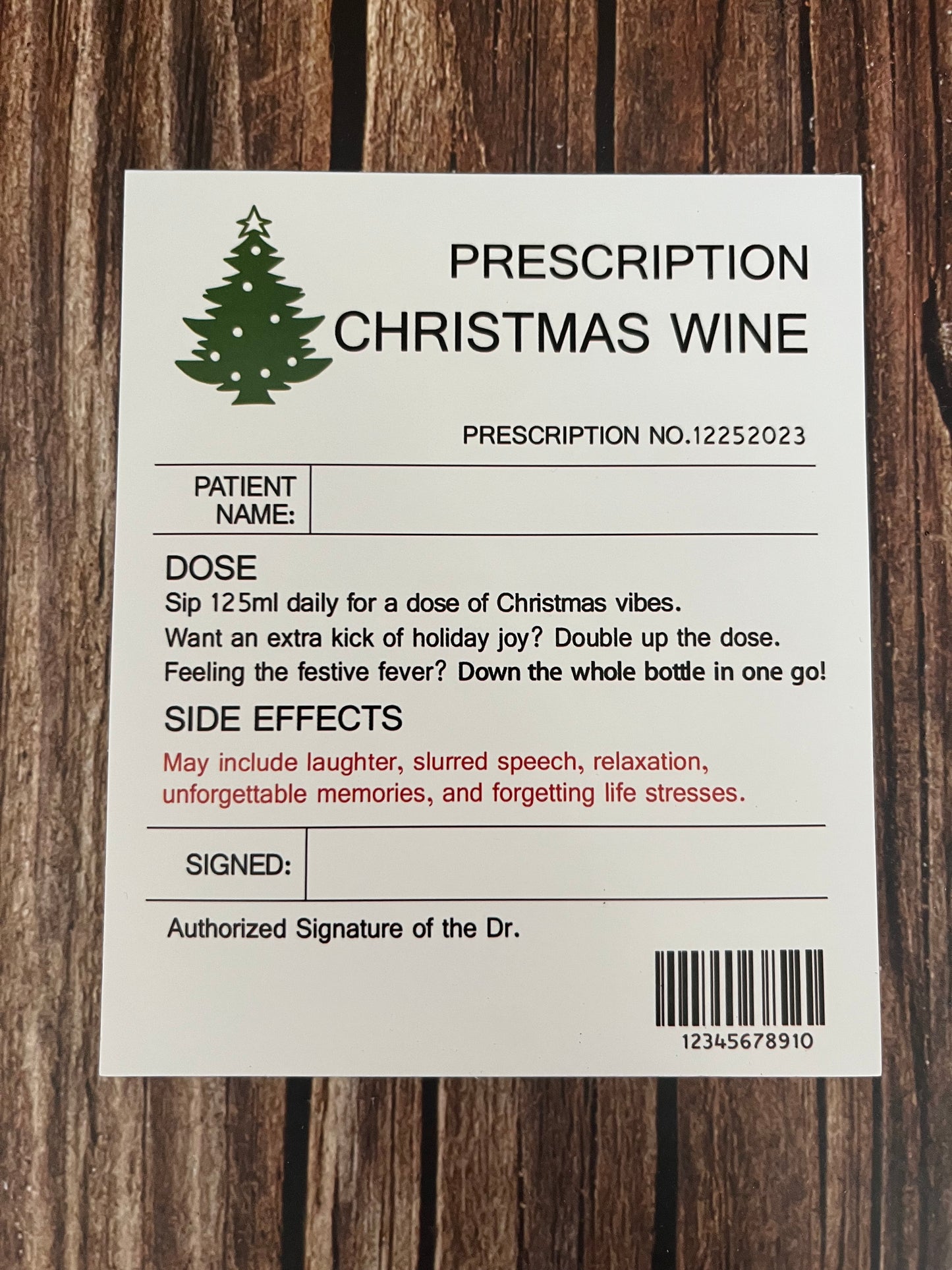 Prescription Christmas Wine