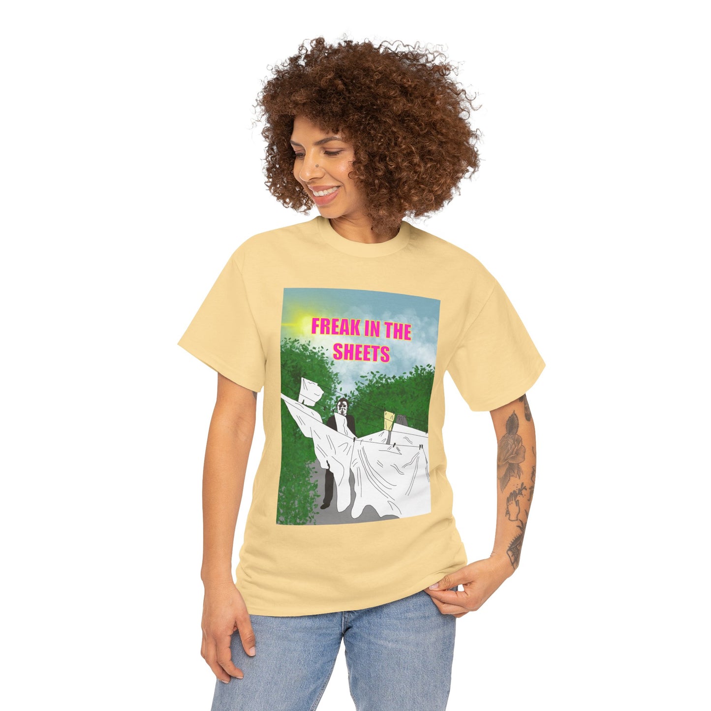Graphic Tee — "Freak in the Sheets" Retro Ghost Design