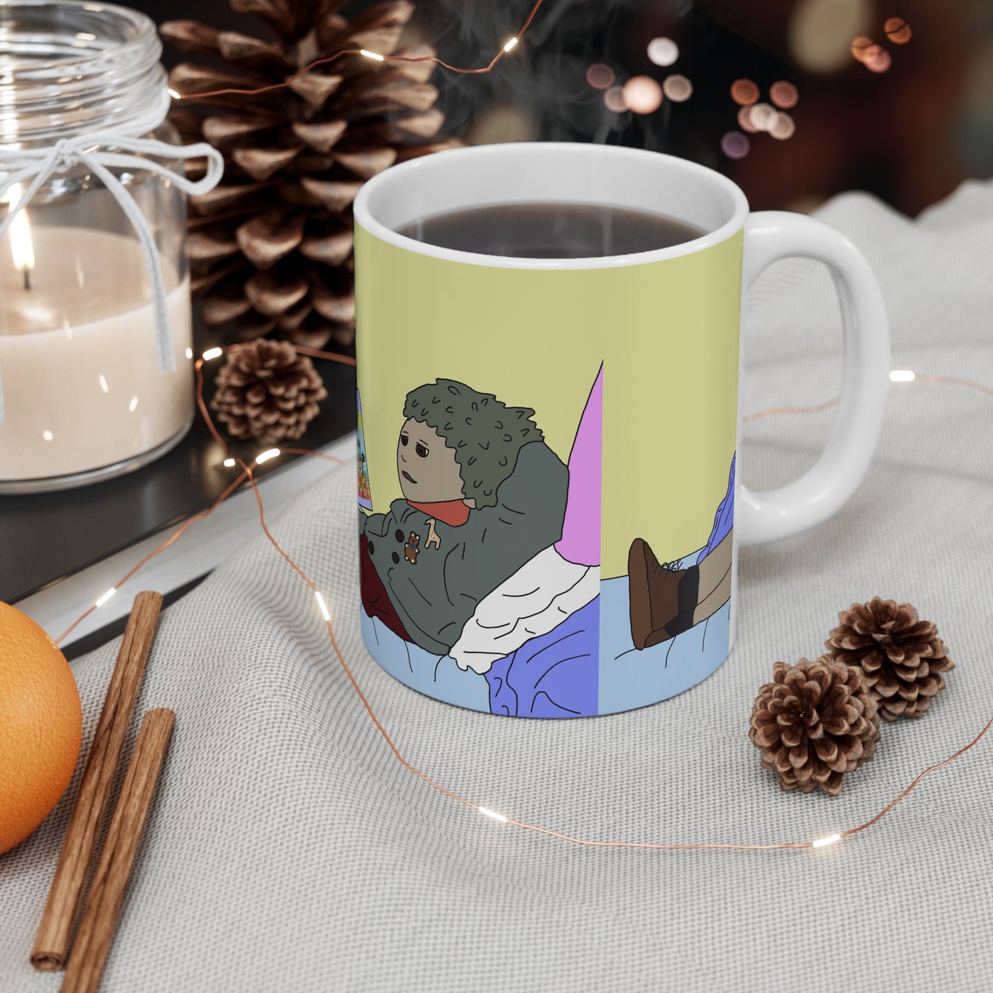 Personalised Illustrated Cozy Reading Mug — Tiny Relaxing with Island Book