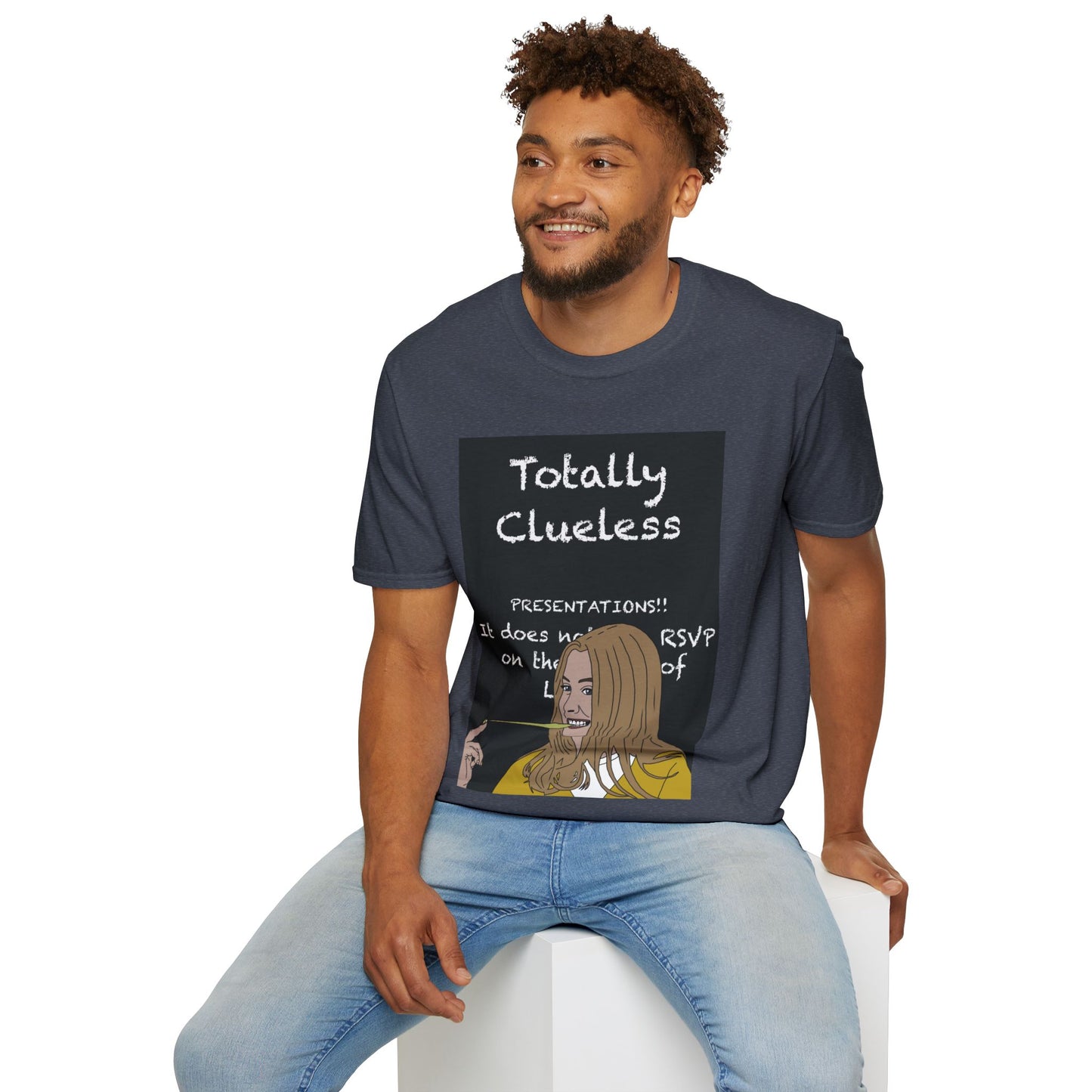 Totally Clueless Graphic T-Shirt — Funny Retro Chalkboard Illustration