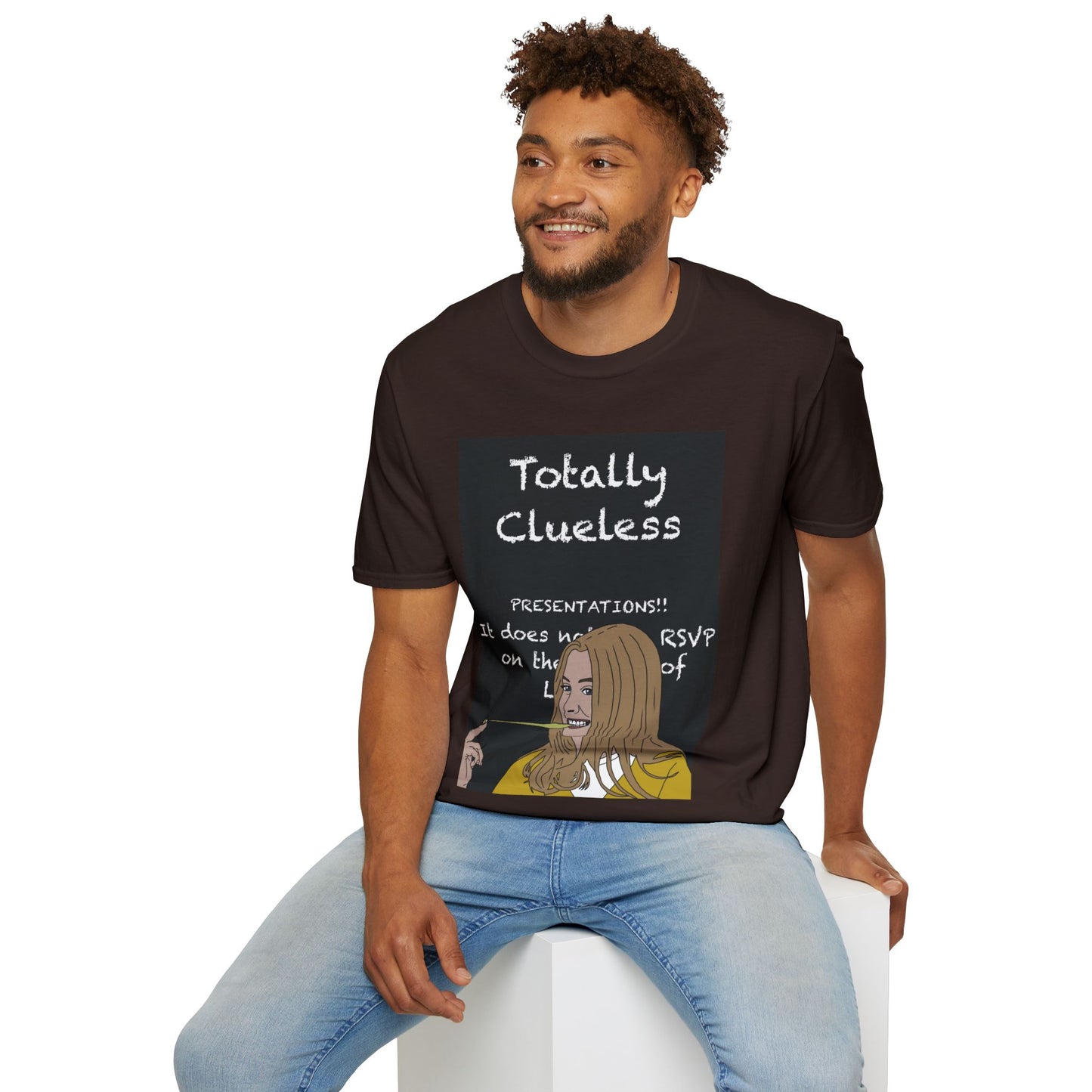 Totally Clueless Graphic T-Shirt — Funny Retro Chalkboard Illustration