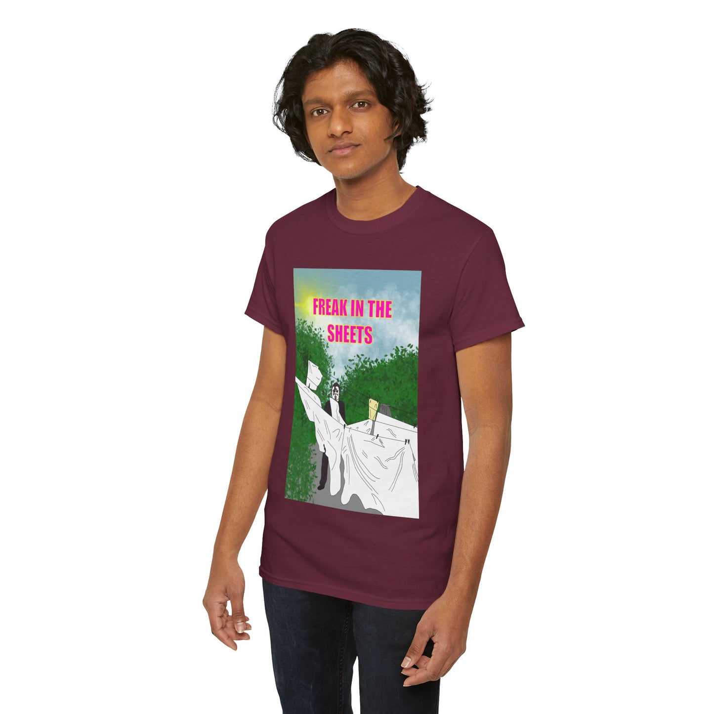 Graphic Tee — "Freak in the Sheets" Retro Ghost Design