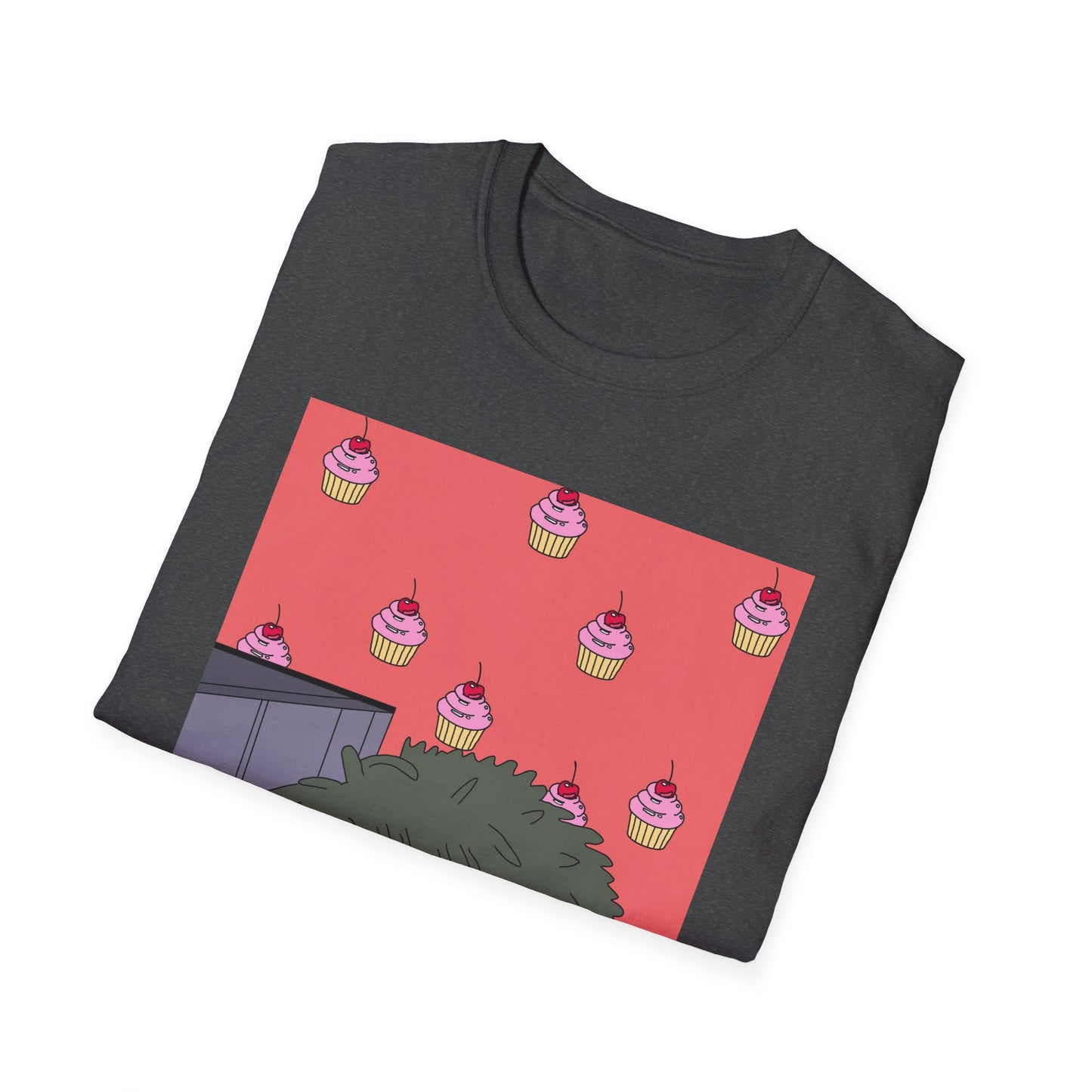 Cute Tiny Cake Character T-Shirt — Playful Cupcake Pattern Tee