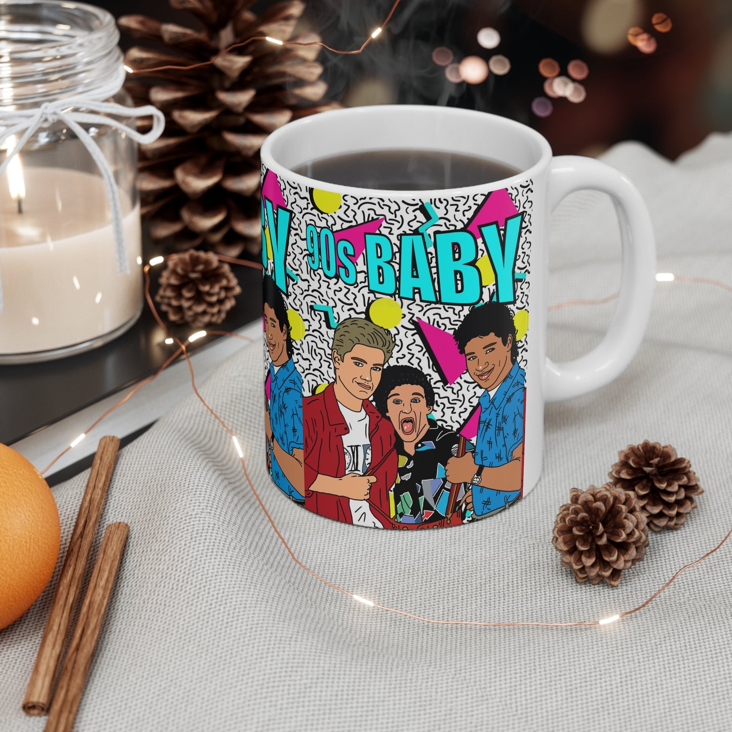 Saved by the Bell 90s Baby Ceramic Mug — Retro Neon Pop Culture Coffee Cup