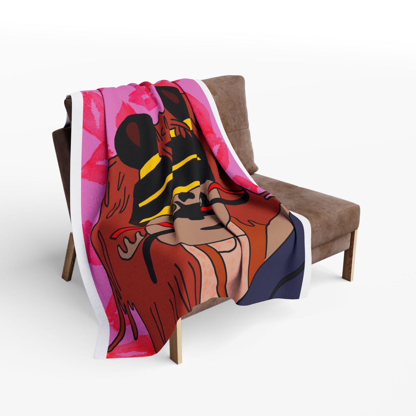 Limited Edition Valentines Day Scary Tiger Pink Kiss-Print Arctic Fleece Blanket