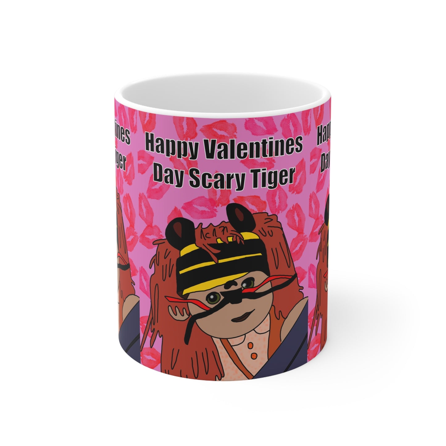 Valentine’s Scary Tiger Ceramic Coffee Mug —