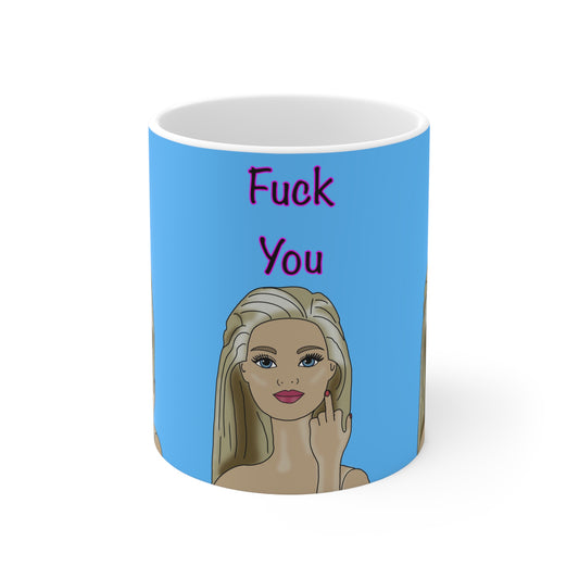 Offended Blonde Middle Finger Mug – "Fuck You" Ceramic Coffee Cup (11oz & 15oz)
