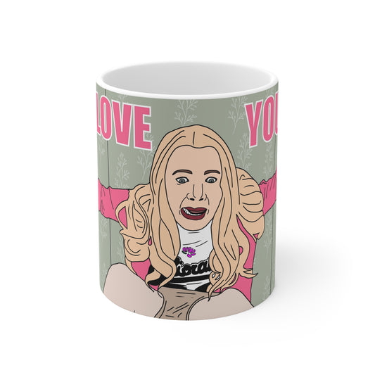 White Chicks Coffee Mug — 'Love You' Illustration Ceramic Mug