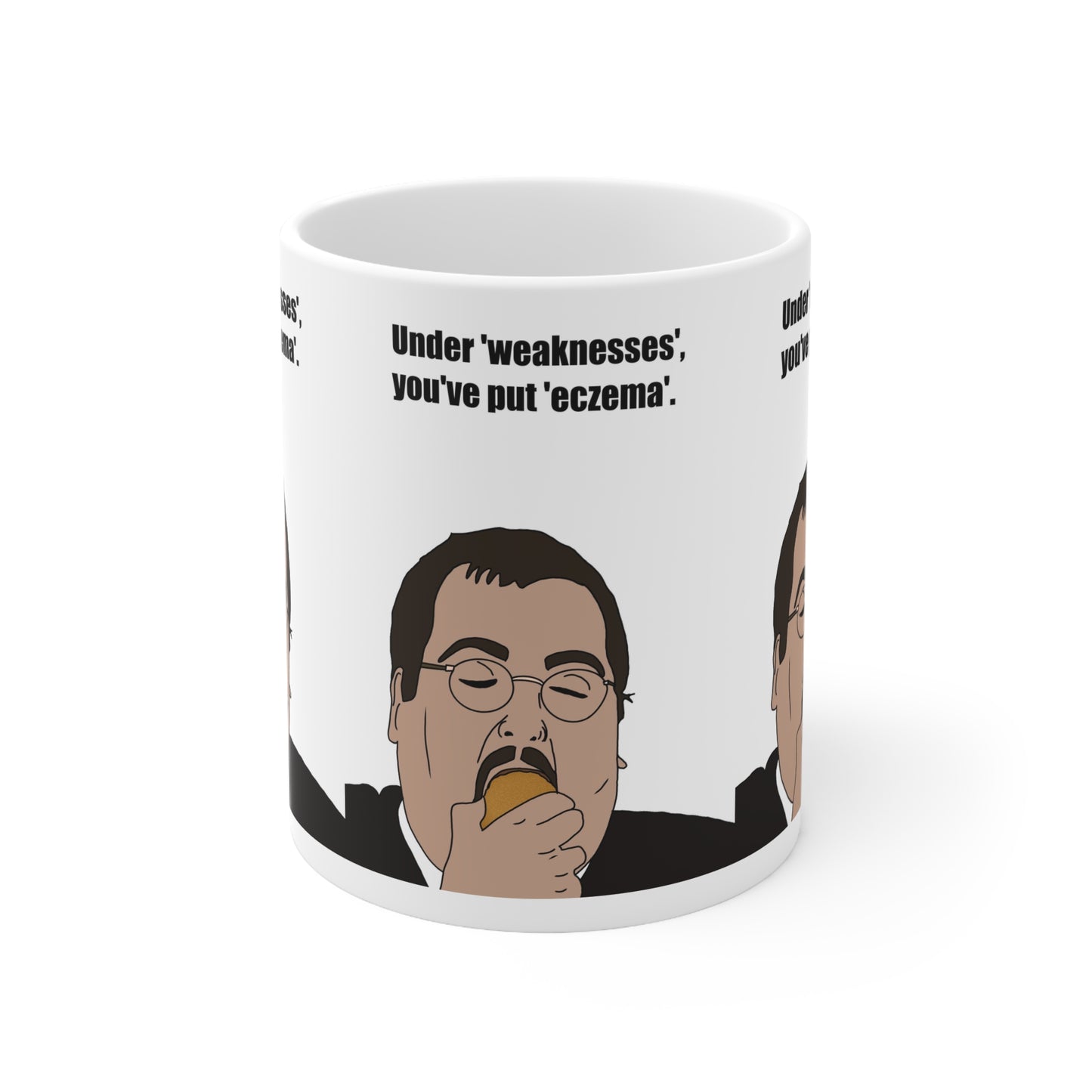 Keith The Office — "Under 'weaknesses', you've put 'eczema.'" Funny Novelty Coffee Cup