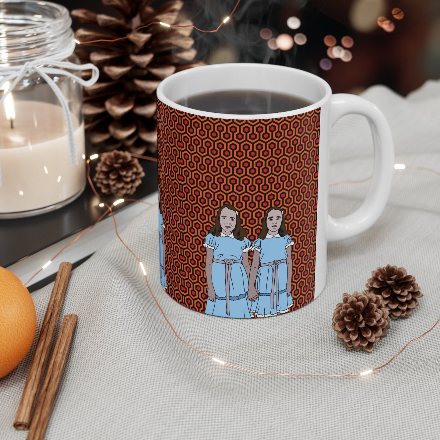Horror Twins Pattern Ceramic Coffee Mug —  Retro Shining-Inspired Design