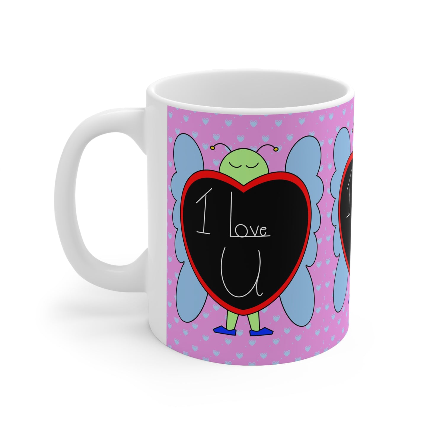 Love bug Mug — "I Love U" Chalkboard Heart Ceramic Coffee Cup