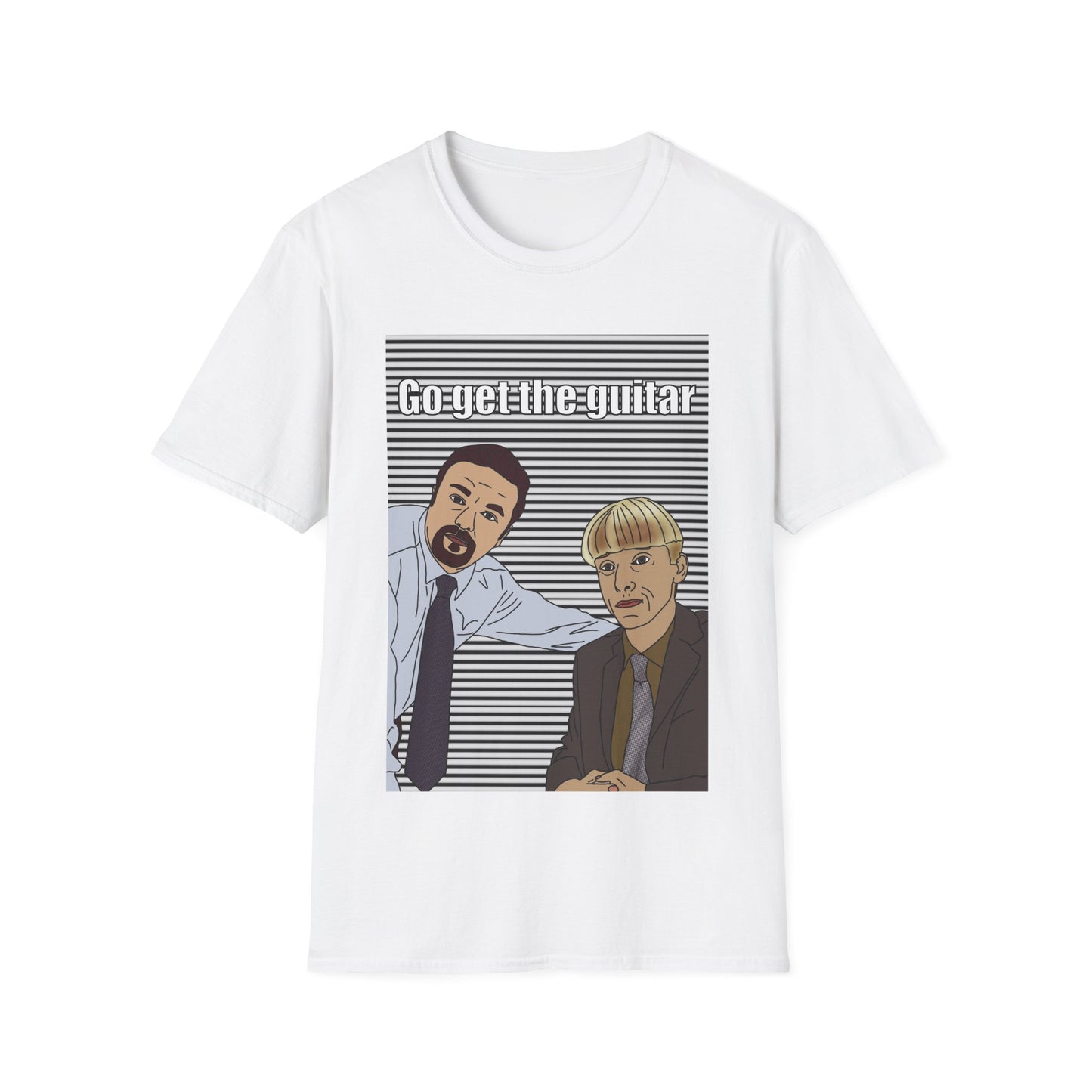 The Office Gareth & Brent Graphic T-Shirt — 'Get the Guitar' Retro Duo Illustration Tee