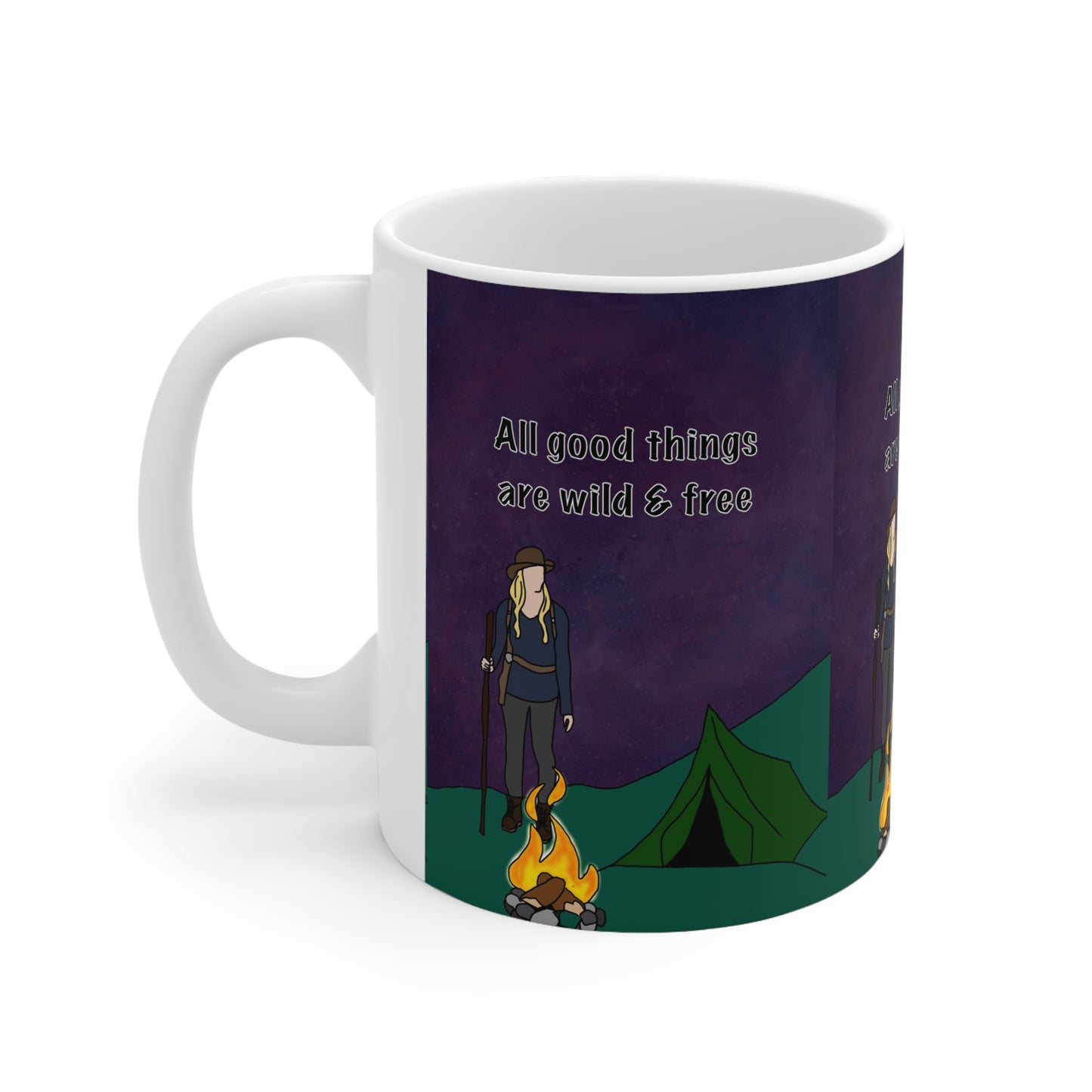 All Good Things Are Wild & Free Camping Mug — Ceramic Coffee Cup