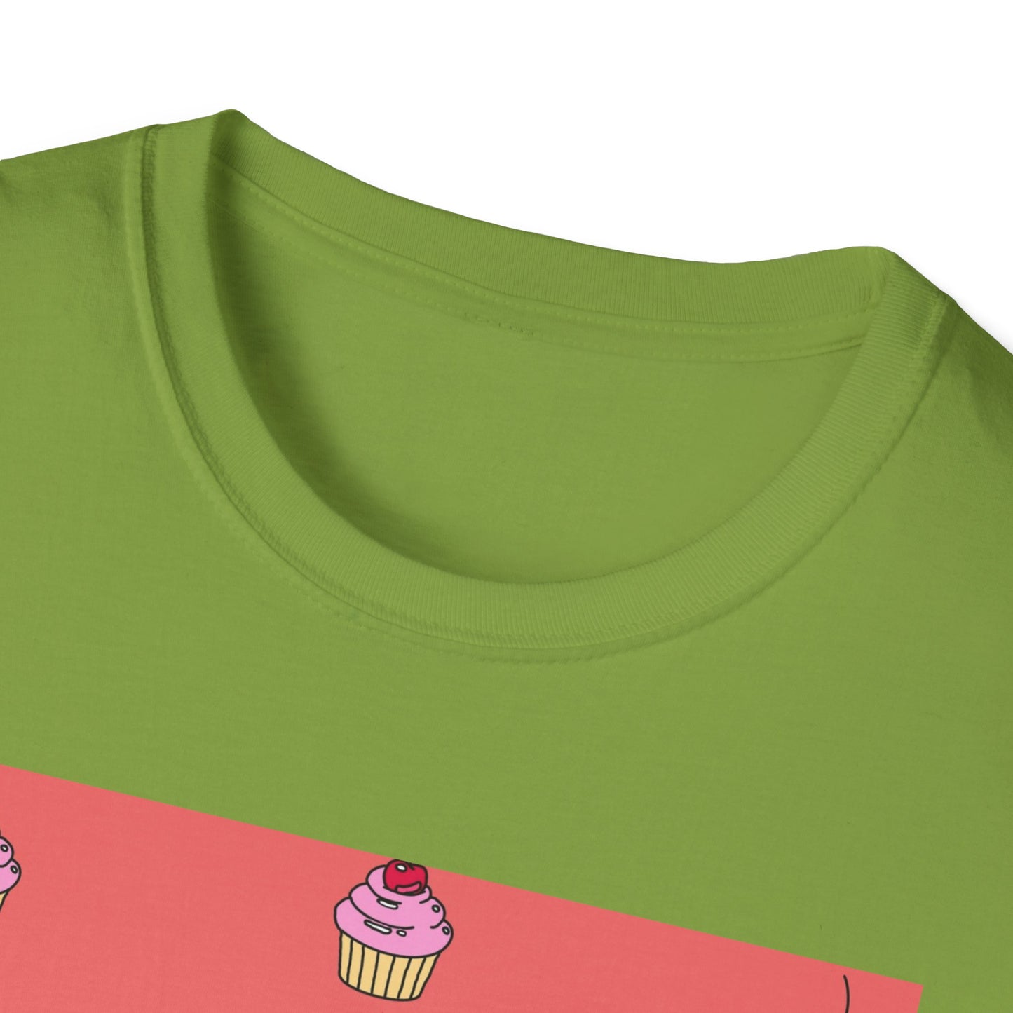 Cute Tiny Cake Character T-Shirt — Playful Cupcake Pattern Tee