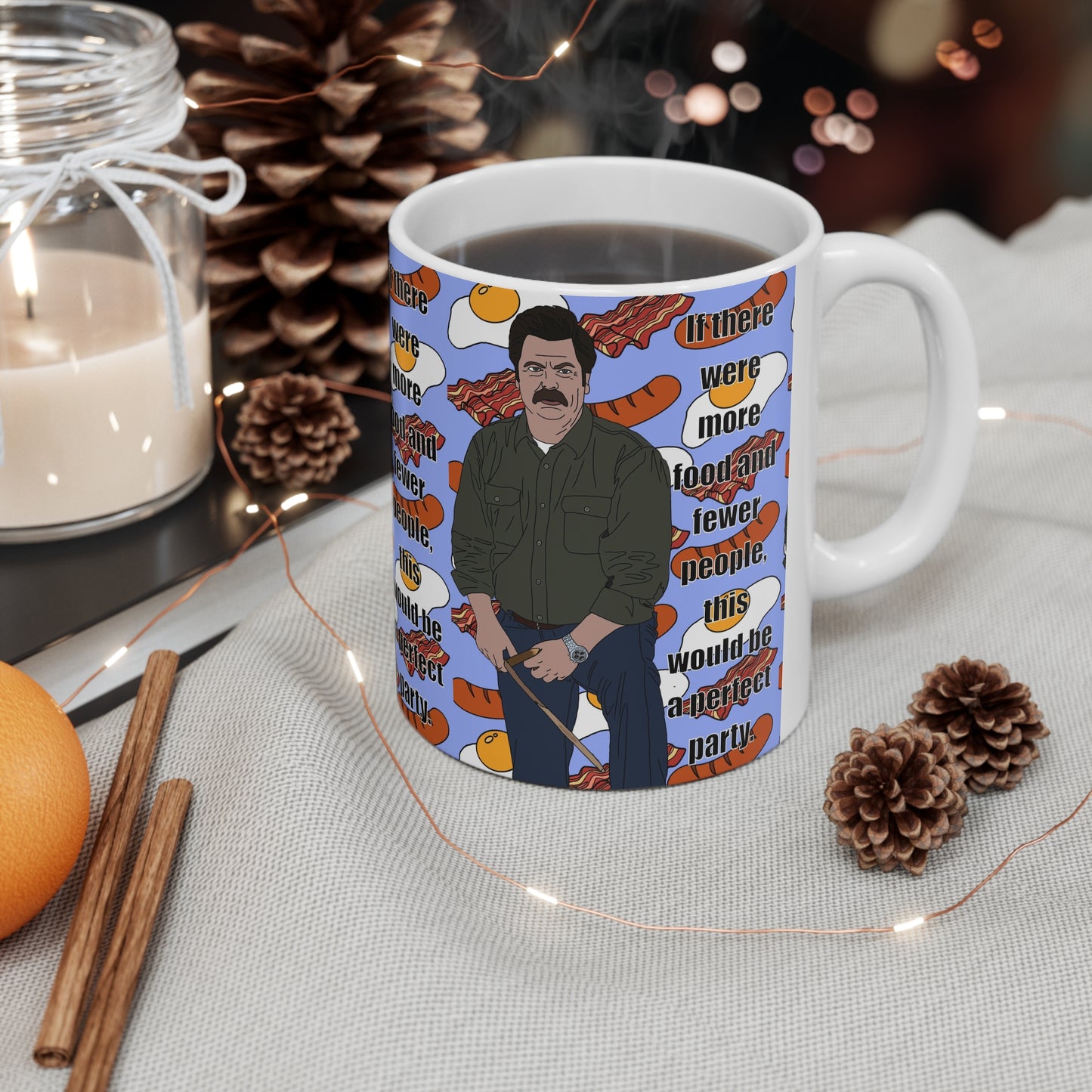Ron Swanson 'More Food Fewer People' Coffee Mug —