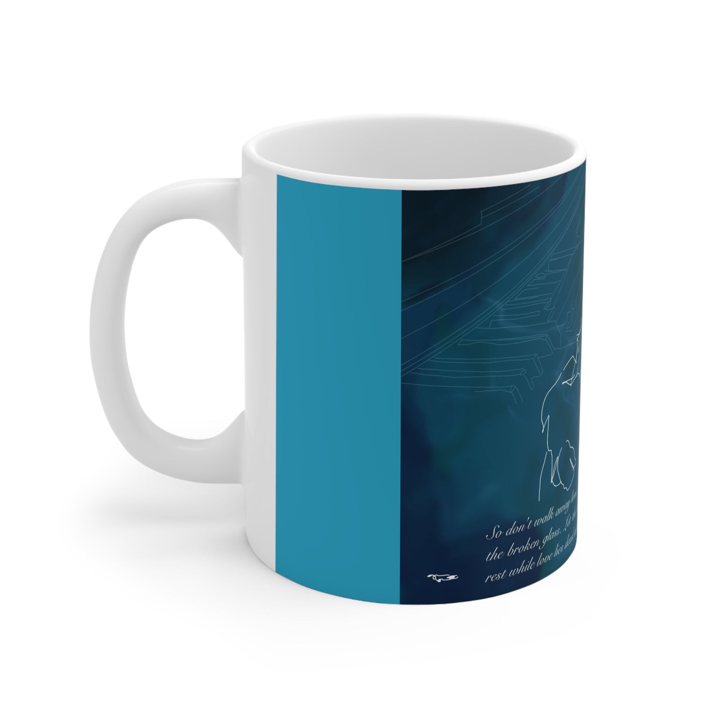 Noel Gallagher Dead in the water Ceramic Mug — Blue Line Art Coffee Cup