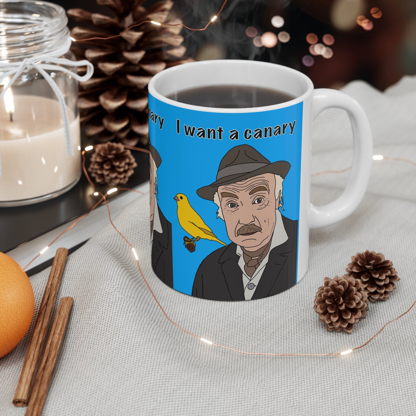 Only Fools & Horses Grandad Ceramic Mug — "I Want a Canary" Vintage Portrait Coffee Cup