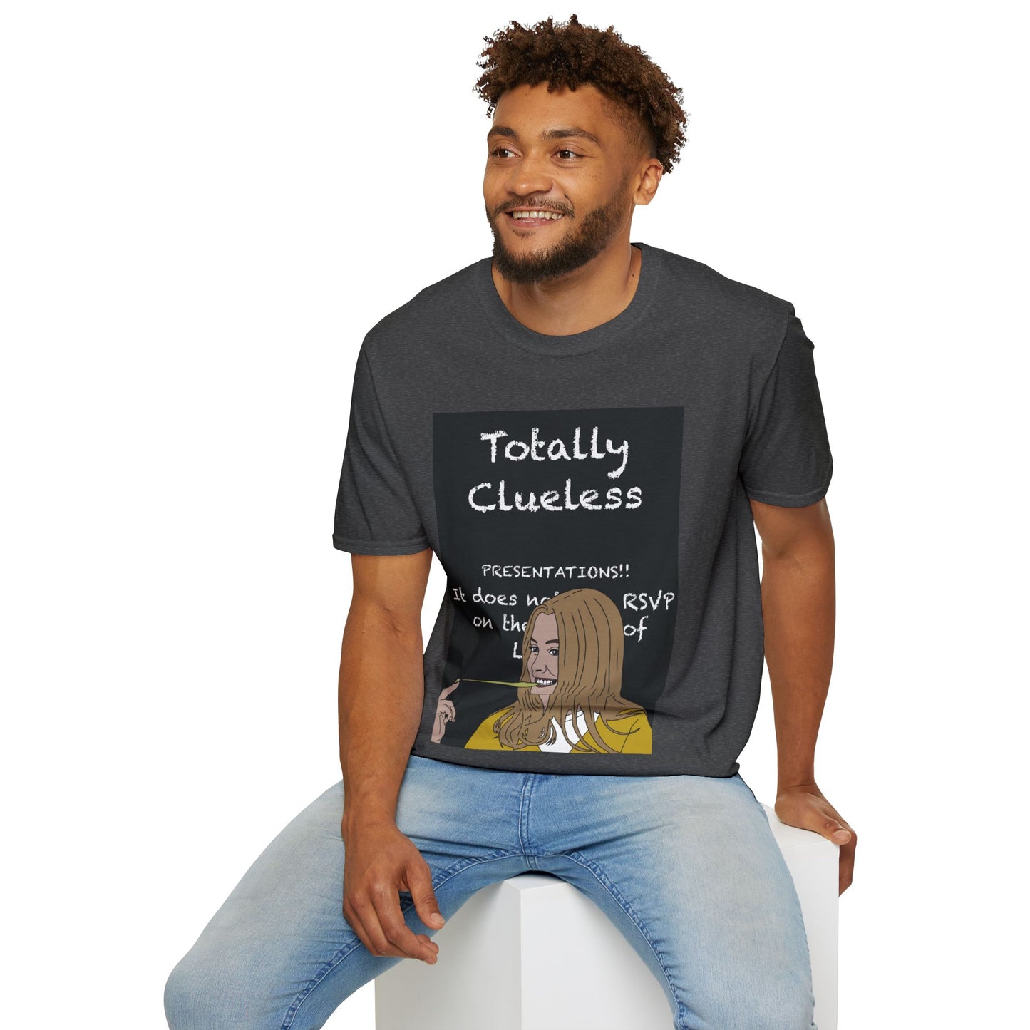 Totally Clueless Graphic T-Shirt — Funny Retro Chalkboard Illustration