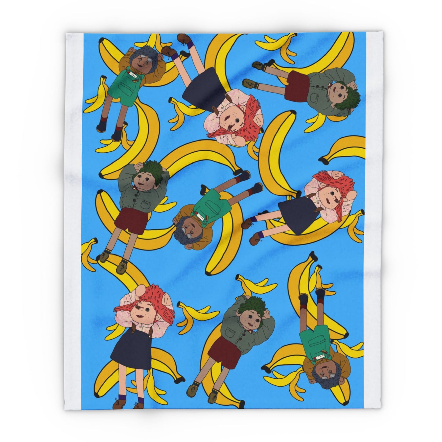 Banana Tots Fleece Blanket — Playful Cartoon Bananas