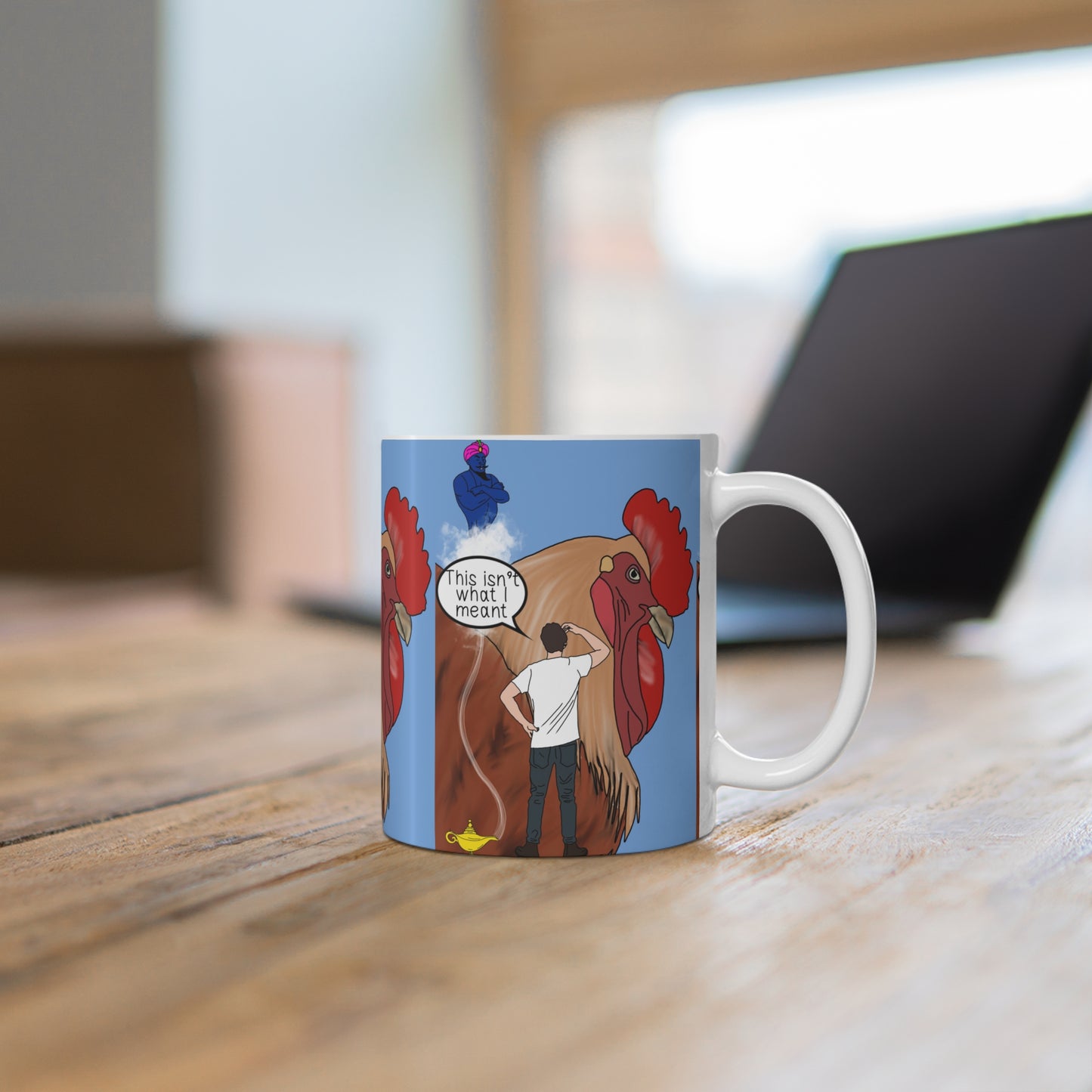 Funny Rooster Comic Coffee Mug — "This Isn't What I Meant"