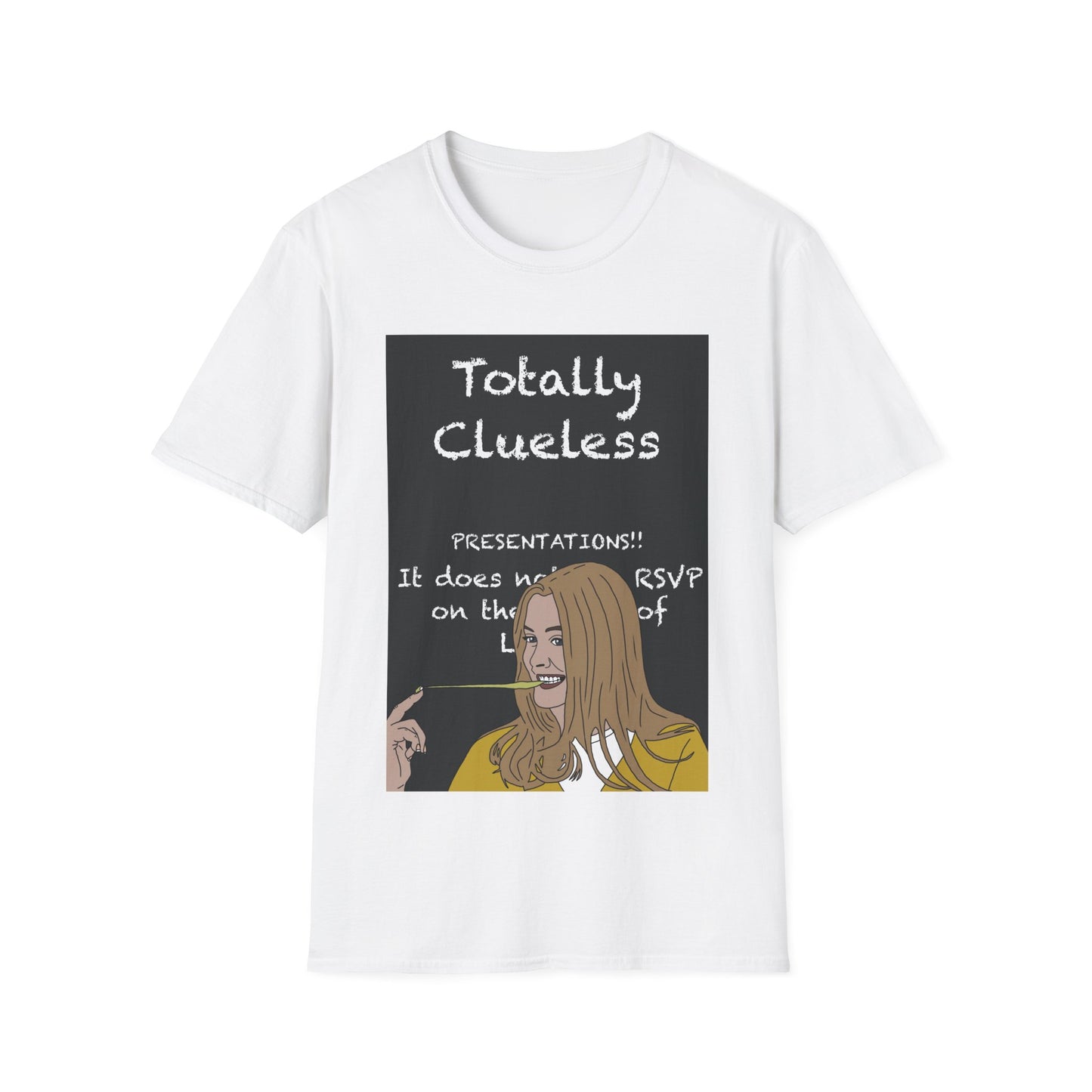 Totally Clueless Graphic T-Shirt — Funny Retro Chalkboard Illustration