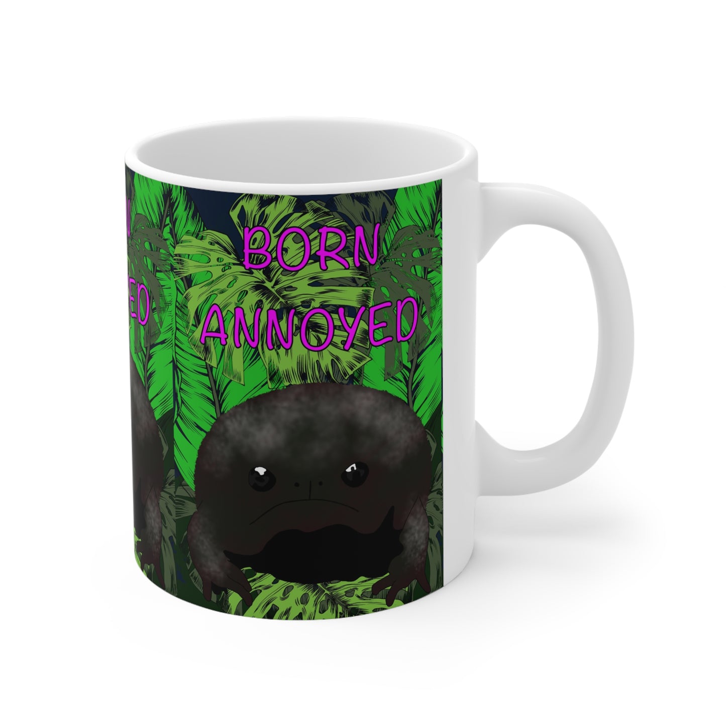 Born Annoyed Coffee Mug — Funny Cute Rain Frog Ceramic Mug