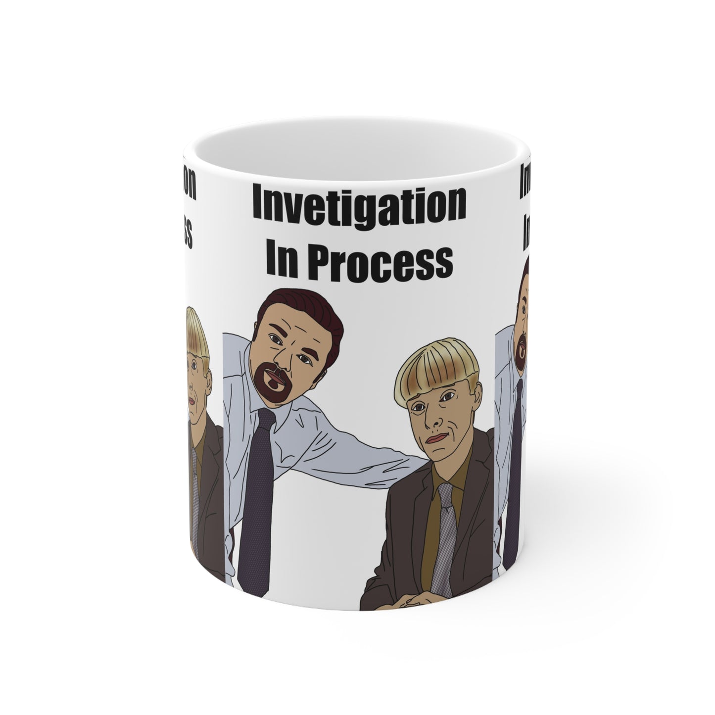 Gareth Keenan & David Brent Investigation In Process Coffee Mug — Funny Detective Office Ceramic Mug (11oz/15oz)