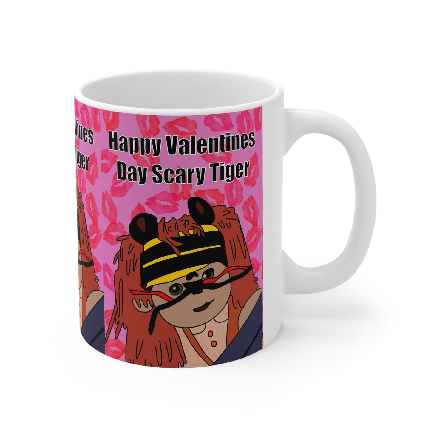 Valentine’s Scary Tiger Ceramic Coffee Mug —