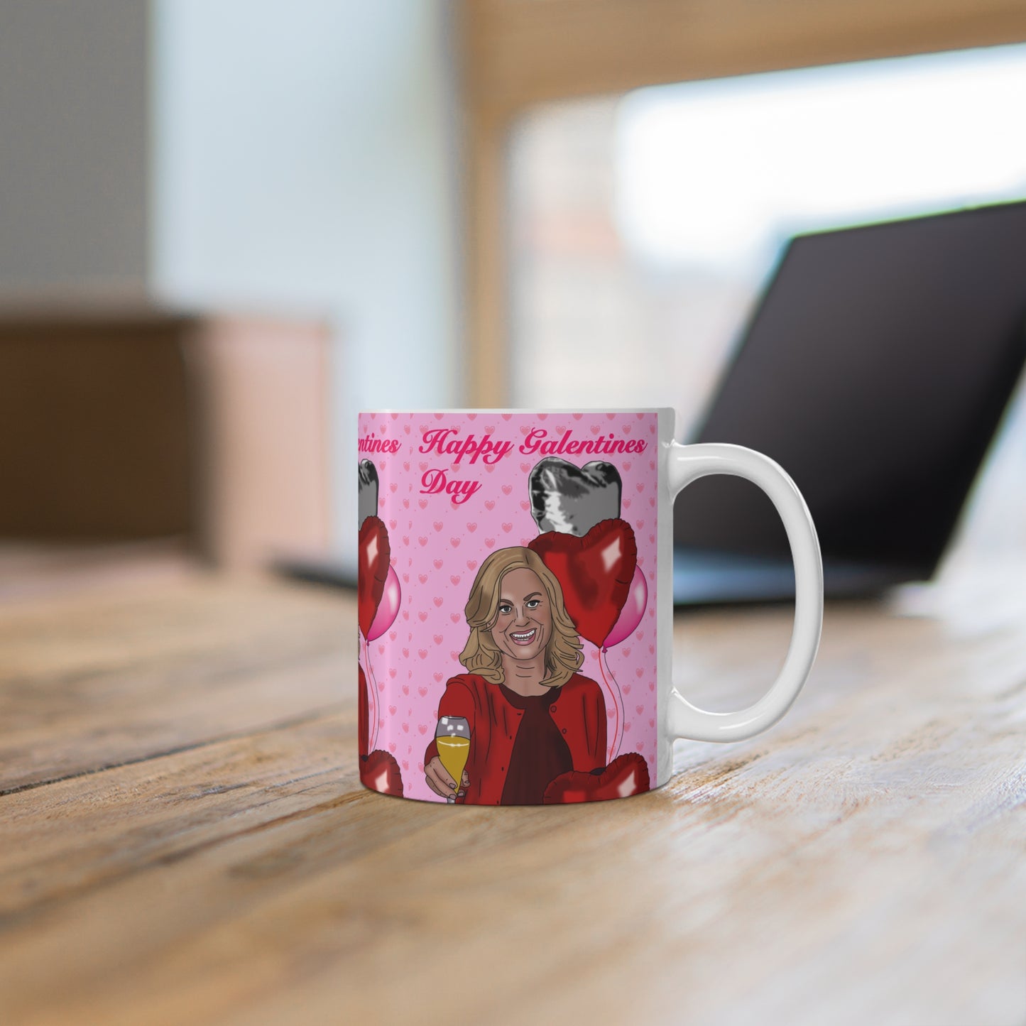 Leslie Knope Parks & Rec Galentines Day Coffee Mug — 'Happy Galentines Day' Ceramic Cup