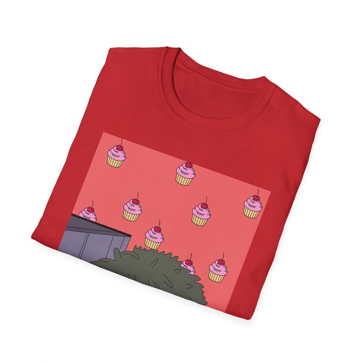 Cute Tiny Cake Character T-Shirt — Playful Cupcake Pattern Tee