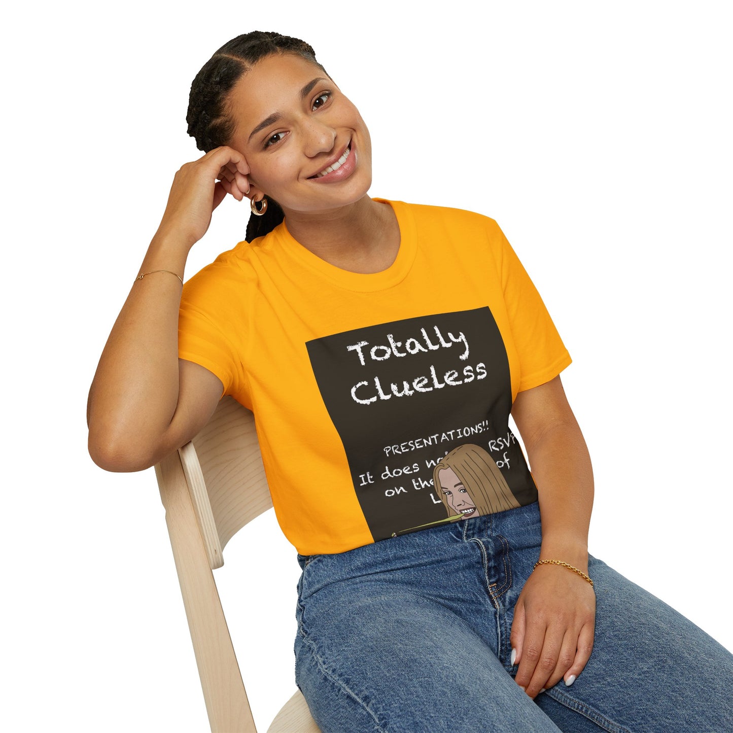 Totally Clueless Graphic T-Shirt — Funny Retro Chalkboard Illustration
