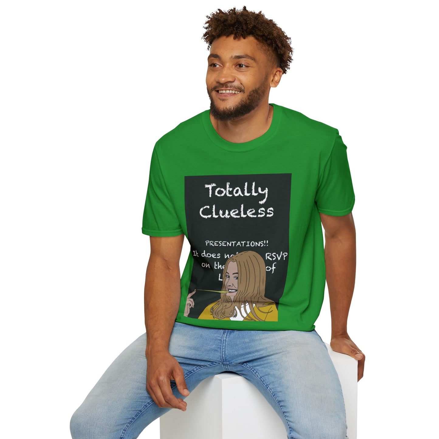 Totally Clueless Graphic T-Shirt — Funny Retro Chalkboard Illustration