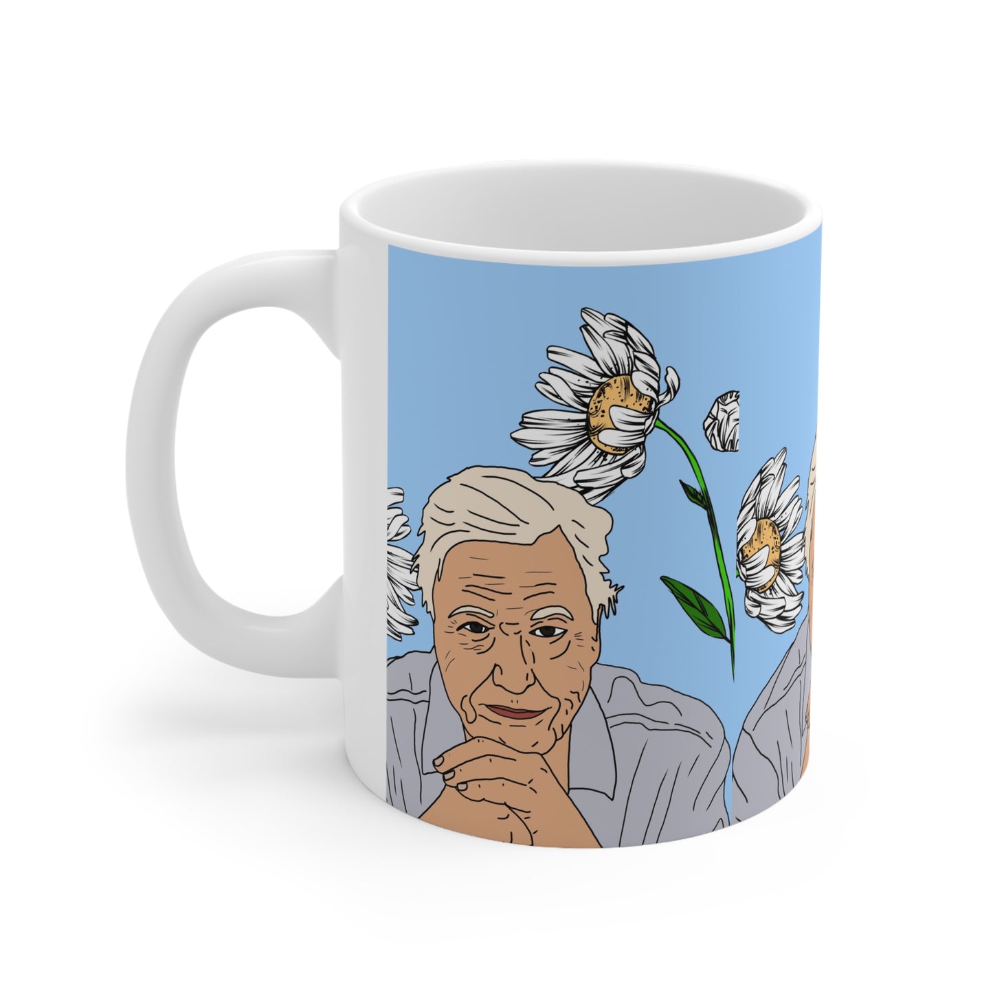 David Attenborough Documentary Icon Mug — Floral Portrait Coffee Cup