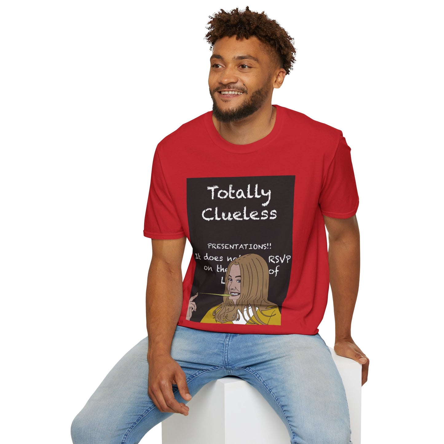 Totally Clueless Graphic T-Shirt — Funny Retro Chalkboard Illustration