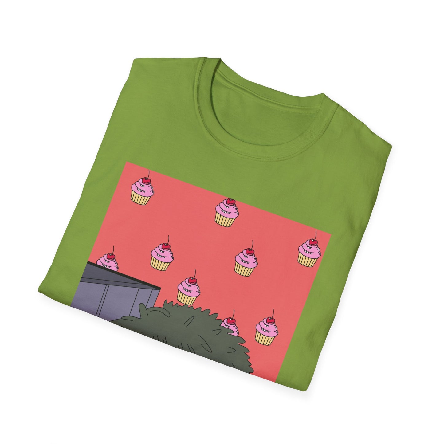 Cute Tiny Cake Character T-Shirt — Playful Cupcake Pattern Tee