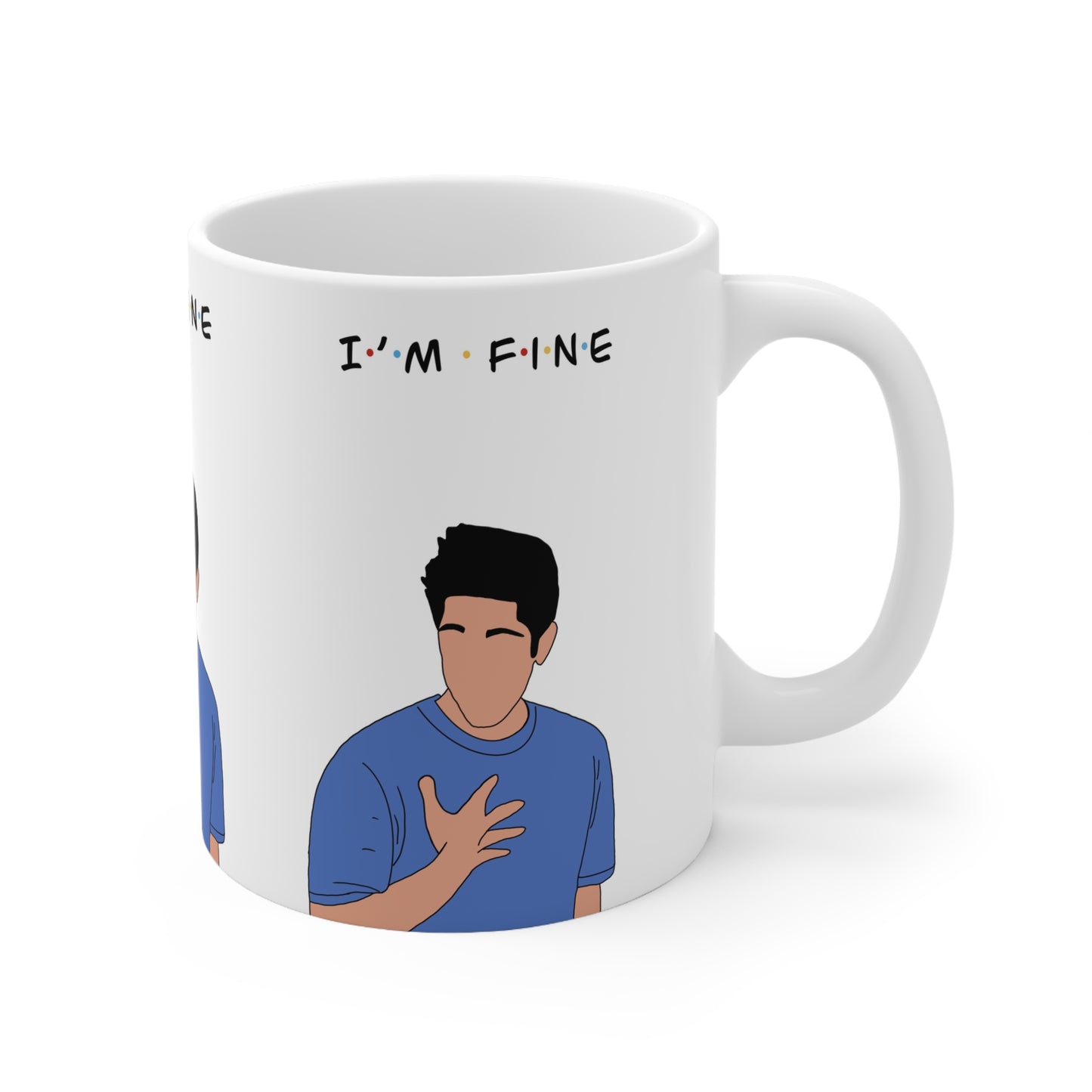 Ross Ceramic Mug — “I’m Fine” Friends‑Style Graphic Coffee Cup