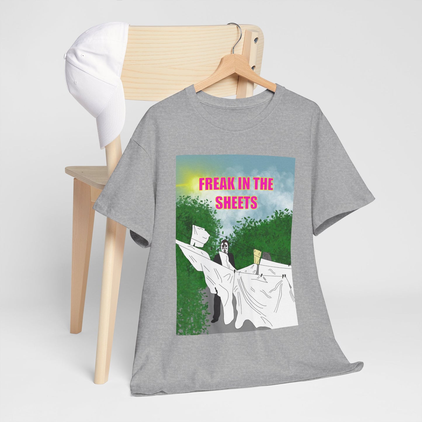 Graphic Tee — "Freak in the Sheets" Retro Ghost Design