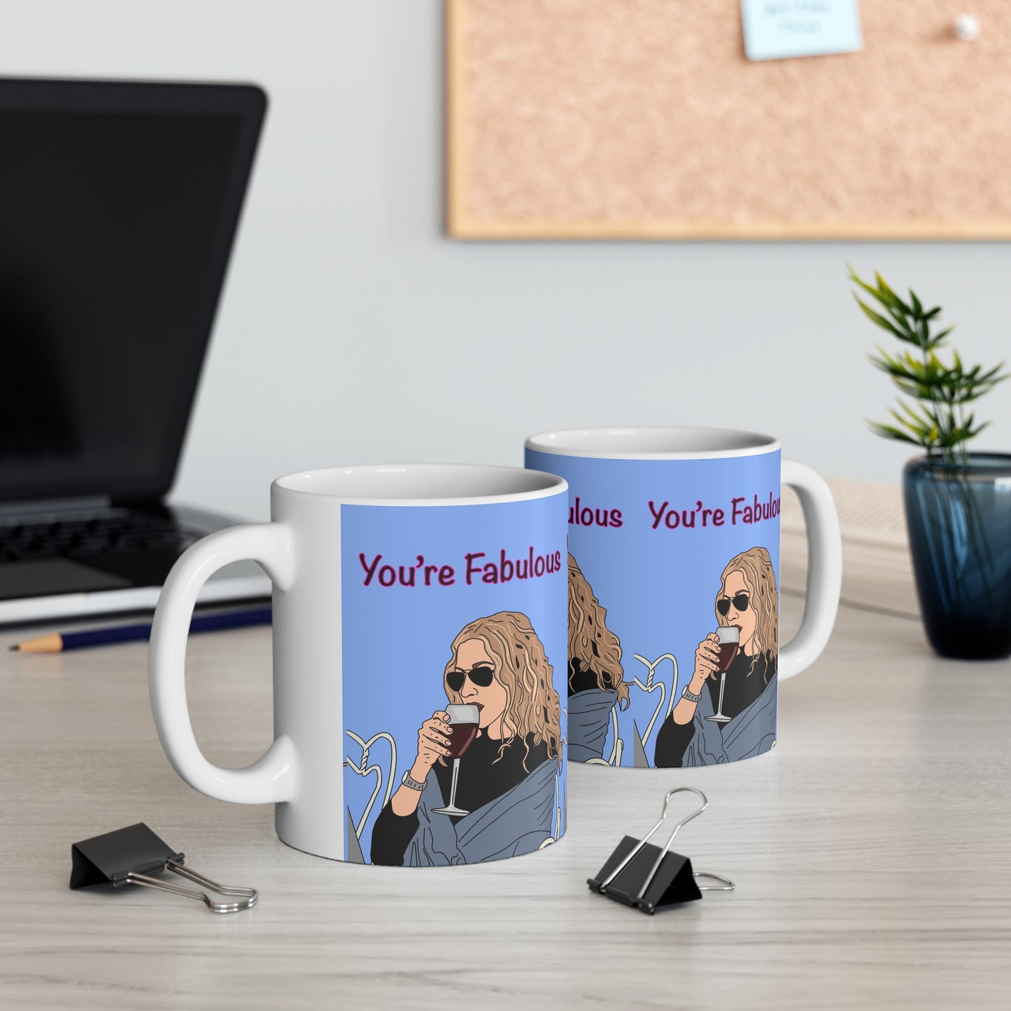 S&TC Mug — "You're Fabulous" Wine-Drinking Carrie Bradshaw Ceramic Coffee Mug