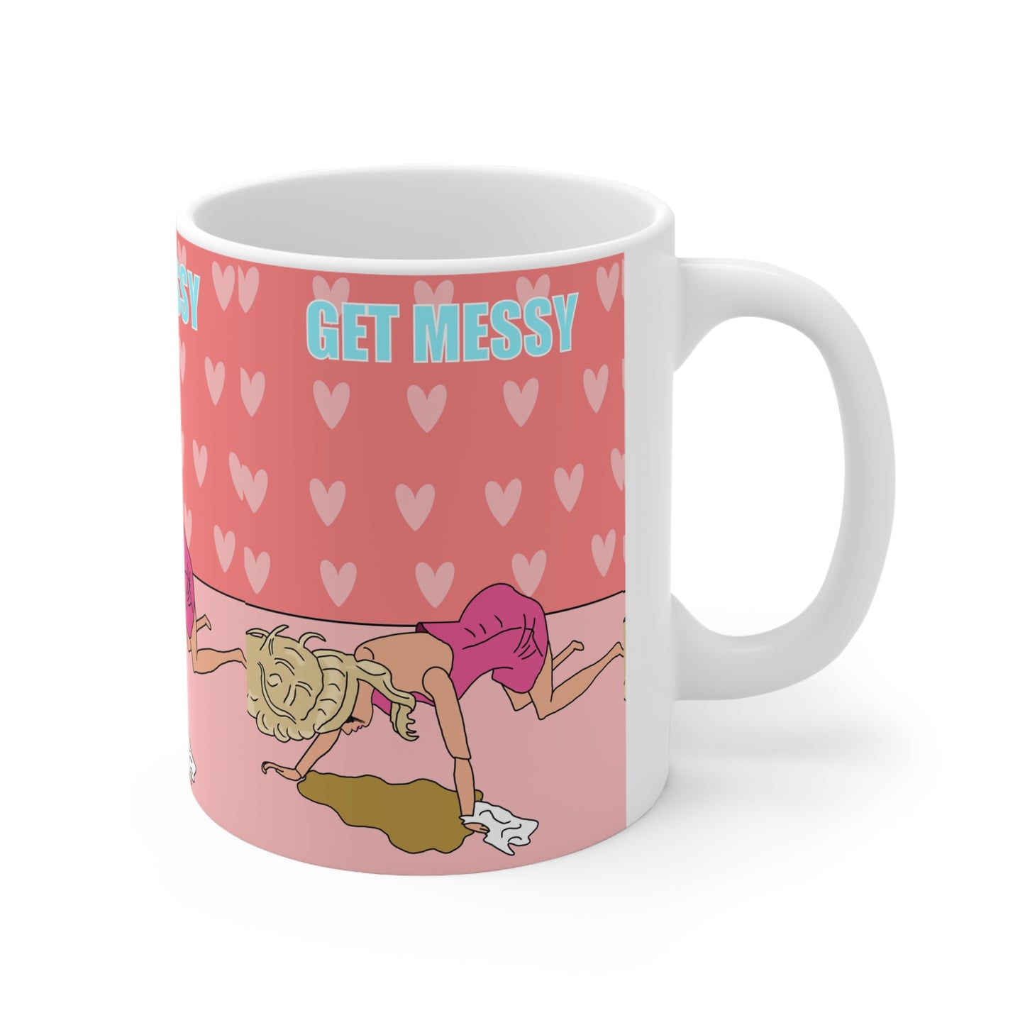 Get Messy Coffee Mug — Funny Pink Hen Doo Mug